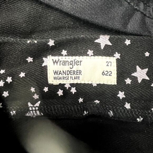 Free People Wrangler Star Print Wide Flare Jeans Western Corduroy Pockets 28x32 - Picture 5 of 13
